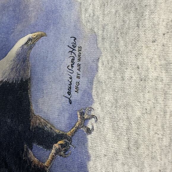 Vintage Freedom In Flight Sweatshirt Mens Medium Bald Eagle Air Waves USA 90s - Picture 14 of 15